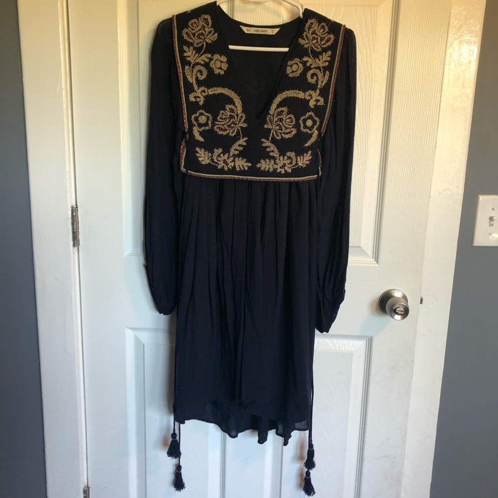 EUC Zara XS boho beaded embroidered dress - Picture 1 of 4